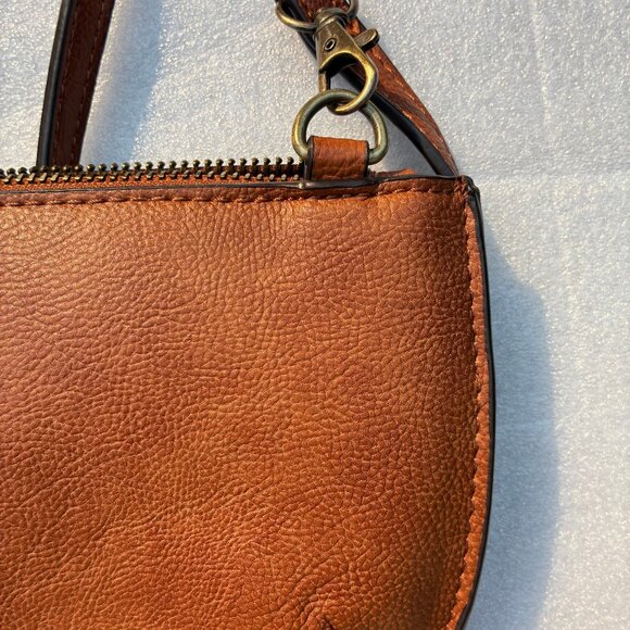 Joy Susan Vegan Leather Wristlet  Clutch Brown - Picture 6 of 11